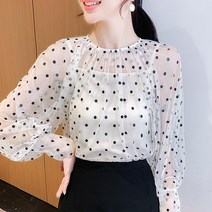 kirahosi 여성 여름 가을 캐주얼 도트 땡땡이 블라우스 LYHA DH071888