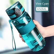 1l 1.5l 2l 스포츠 물병 대용량 피트니스 야외 친환경 플라스틱 휴대용 500ml 셰이커 물병 bpa 무료, 650ml 바인 시안