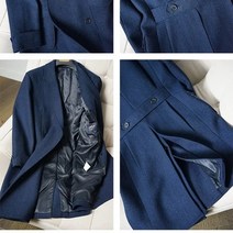 남자 헤링본 자켓 겨울 마이 체크 짙은 회색 정장 트위드 남성 원피스 네이비 울 중간 길이 비즈니스 레트로 롱 결혼식 신랑 들러리