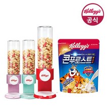 켈로그 시리얼 디스펜서 1개 (레드/민트/핑크) + 콘푸로스트 300g, 시리얼 디스펜서(레드)+콘푸로스트300g