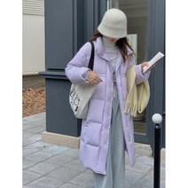 베송 패딩 여 2022 겨울 심플 미디엄 하이넥 방풍 기모 90 화이트 오리털 점퍼