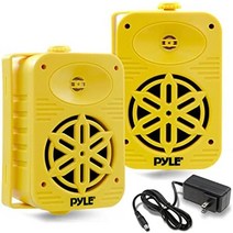 블루투스 실내 실외 스피커 쌍 - 200와트 이중 방수 3.5인치 양방향 풀레인지 스피커 시스템(12인치 고준수 폴리머 트위터 포함) - 가정 보트 해양 데크 파티오 풀사이드, 5.25인치, 노란색