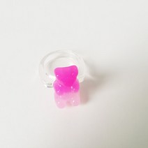 글루링 접착제링 라스트 레이디 새로운 패션 캔디 색상 여성 반지 투명 수지 귀여운 곰 창의력 보석 파티, 24 JH0541