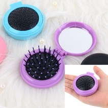 유디씨티 휴대용 접이식 빗거울세트 핑크 손거울빗세트 휴대용헤어브러쉬, 퍼플