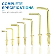 30pcs 스퀘어 벤드 후크 키트 황동 도금 L 자형 직각 나사 후크 셀프 태핑 나사 걸이 용 후크, 30개, 1, 30개