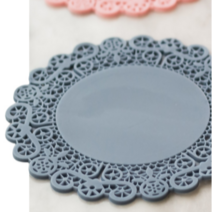 [국산] 4P 플라워 레이스 실리콘 티코스터 컵받침 소+중+대 10cm 12cm 14cm, 4개, 중(12cm), 그레이