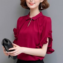 SAMARA 여름 쉬폰 반팔 블라우스