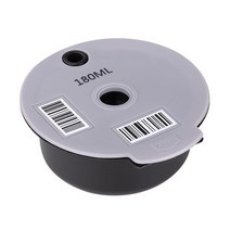 커피 캡슐 머신 가정용 미니 Bosch-s 기계 용 60180ml tassimo 재사용 가능한 커피 캡슐 포드 브러시와 스푼이있는 리필 커피 메이커 캡슐 필터, 그레이 180ml
