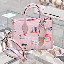 마이클 코어스 젯 세트 미렐라 스몰 쇼퍼 토트 크로스바디 백 라이트 파우더 블러쉬 가방 레더