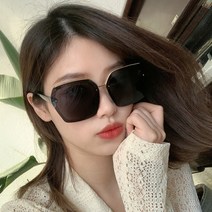 남자 여자 사각 각진 패션 오버사이즈 금테 플랫 뿔테 선글라스