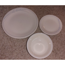 corelle(코렐) 빈티지 코렐 블루 릴리 2인용 저녁 식사 샐러드 수프 6개 테이블 세팅