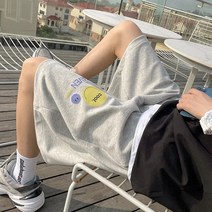 스쿨룩 캐주얼 반바지 남자 여름 트레이닝 바지 와이드 비치 미디엄 팬츠