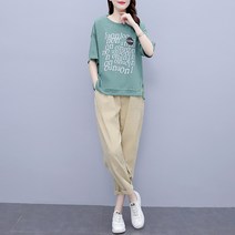 티셔츠 여 여름 린넨 반팔 라운드 프린트 캐주얼 루즈핏얇은 여성 상의 t