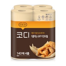 [자바라쇼핑] 코디 기름먹는 키친타올 140매 4롤 대용량 주방타월 _ kig0337*20230221EA, 쿠팡 본상품선택
