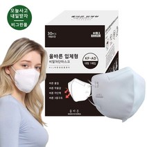 더올바른마스크 대형 개별포장 보건용 마스크 비말차단 새부리형 김안서리는마스크 흰색/검정색, 60매 화이트