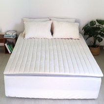디메이드베딩 직접제작 겨울용 극세사 돌침대 흙침대 침대 두꺼운 누빔 토퍼 슈퍼싱글 퀸 킹사이즈, 극세사 토퍼 아이보리