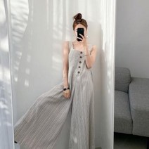 바보사랑 여자 린넨 스트라이프 나시 멜빵바지 점프수트.옷자락(무료배송)