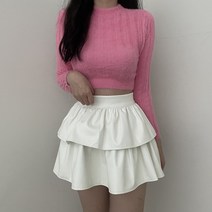 VANANA2 슬림핏 데일리 라운드넥 심플 크롭 니트 4color