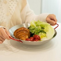 레드핸들 스텐 스테이크 플레이팅 접시 주방 핑거푸드 홈카페 커피컵트레이 트레이쟁반 홈데코 악세서리, L