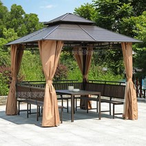 북유럽 감성 확장형 원두막 조립식 파라고 파골라 사각정 펜션 바베큐장, PC보드상단2.5X2.5m+이중커튼