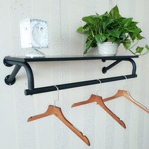 옷가게 스탠드 행거 시스템 옷걸이 롱코트 옷거리 행가 파이프 고정식 드레스룸 매장용 사무실 옷방 인테리어 의류매장 단철 의류 매장 디스플레이 벽 측면 장착 여성 의류 및 아동복, 블랙 100cm 보드 포함, 공식 표준