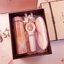 결혼식 답례품 승진 센스있는 개업 잔치 웨딩 고급 회사 선물 결혼 조문 돌잔치, 컵 + 블레이드리스 팬 + 실크 아이 마스크
