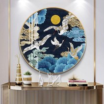 HAENGBUK 두루미 구름 십장생 풍경 보석십자수 풍수 DIY 원형비즈 전체수, 하나, 90X90cm