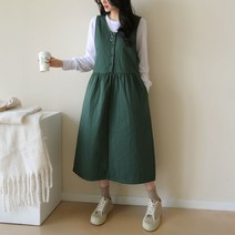 데일리앤 노엘 여성용 겨울 멜빵 패딩 본딩 원피스