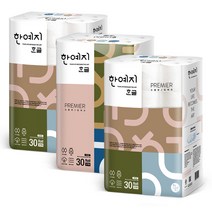 한예지 한글 프리미어 3겹 천연펄프 롤화장지 27m, 30롤, 3개