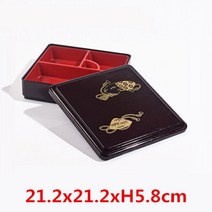 예쁜 일회용 도시락 용기 포장 도시락통 상자 일본 쌀 스시 케이터링 식품 보관 구획, 3-21.2x21.2xh5.8cm
