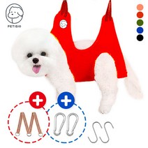 쁘띠시오 강아지미용거치대 고양이 애견 강아지 미용 발톱 발톱깎이 해먹 테이블 거치대 의자, 2. 레드, 1. XS