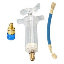 오일주입기 30ml R134a/C Ac 오일/염료 주입기 주사기 냉매 주사기 도구/필러 1/4 "Sae 1 Oz 로우 사이드 퀵 커플러 어댑터 포함, 푸른
