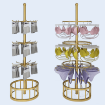 속옷진열대 회전 언더웨어 의류매장 스탠드, 골드 3단 후크