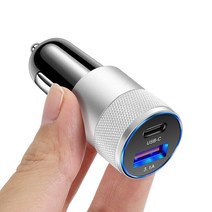 고속 호환 차량용 USB C타입 충전 휴대폰 어댑터 아이폰 14 13 12 샤오미 화웨이 삼성 S21 S22 용 70W PD 충전기, [01] Slivery, 01 Slivery