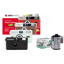 아그파 필름카메라 다회용카메라+APX400흑백필름 1롤 세트상품 필카 토이카메라 35mm필름사용, 포토콜라 필름카메라 -화이트+APX400흑백 1롤