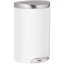 심플휴먼 세미라운드 스텝 휴지통 10L 화이트 페달 쓰레기통, 화이트 스틸