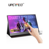 UPERFECT-1080P 휴대용 게임용 모니터 15.6 인치 터치스크린 Xbox One X S 플레이스테이션 4 프로 플레이, 01 Black_04 EU 플러그
