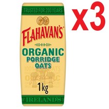 [영국발송] 3팩 플라하반 아이리쉬 오가닉 포리지 오트 유기농 오트밀 1kg Flahavans Irish Organic Porridge, 3개