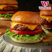 [웰리트(Welleat)] 100% Beef 정통 미국식 수제 치즈 햄버거 밀키트 740g (3인분)