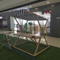행사부스 플리마켓매대 야시장 진열 접이식 야외 행사 스토어 랙 디스플레이 스탠드 나무 선반, l11-파란색과 흰색 줄무늬 15060220 높이