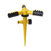 잔디 스프링클러 360도 회전 3 방향 쉽게 연결 정원 스프링클러, 23cmx8cmx18cm, 노란색, ABS 플라스틱