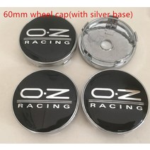 자동차 차량용 휠 허브 센터 캡 배지 커버 엠블럼 스티커 악세사리 56mm OZ 로고 4 피스, 09 60mm black silver1