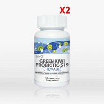 이노 헬스앤케어 그린키위 프로바이오틱스 S19 츄어블 60정 100억 여성 질 유산균 2팩