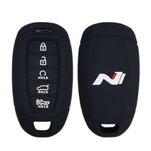 현대 더뉴코나 (N라인 엔라인 포함) 2021년형 스마트키 실리콘케이스 (2021 쏘나타 아반떼 CN7 투싼 NX4 N라인 엔라인), 02.신형5버튼 Type2, 블랙