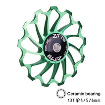 자전거구동계 ztto 2pcs mtb 자전거 뒷 자키 휠 세라믹 베어링 풀리 111213t cnc 도로 자전거 가이드 롤러 아이들러 456mm, 13t 그린 2개