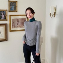 [바보사랑] 여자 가을 무지 배색 폴라 터틀넥 긴팔티셔츠