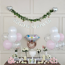 연지마켓 브라이덜샤워 소품 가랜드 풍선 프리미엄 4인 세트, 1세트, (W2) 베이비핑크