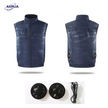 AKRUA 선풍기조끼 여름 현장 아이스 에어컨옷 작업복 아이스 선풍기옷, 블루L