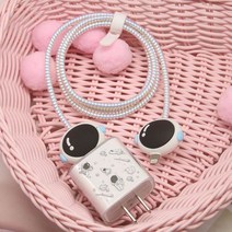 디즈니 카툰 케이블 보호대 케이스 아이폰 아이패드용 18W 20W 고속 충전기 커버 데이터 슬리브 세트, 04 4