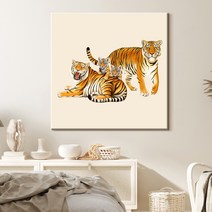 더 아트 컴퍼니 우리 집 지켜주는 성공하는 액운방지 수맥차단 액운막는 황호 백호 호랑이 사업운 금전운 명예운 재물운 와이드 사진 그림 액자 47종 (24-47), 36. 평화 호랑이가족S